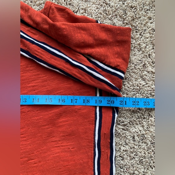MADEWELL Style B6076 Rust Burnt Orange Boxy Fit Pullover Top Stripped Sides SZXS - Picture 11 of 11